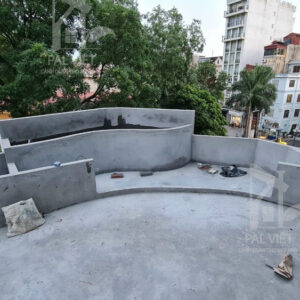 các bồn đất được lát xi măng