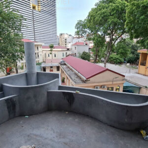 Tạo hình bồn cây bằng xi măng láng mịn